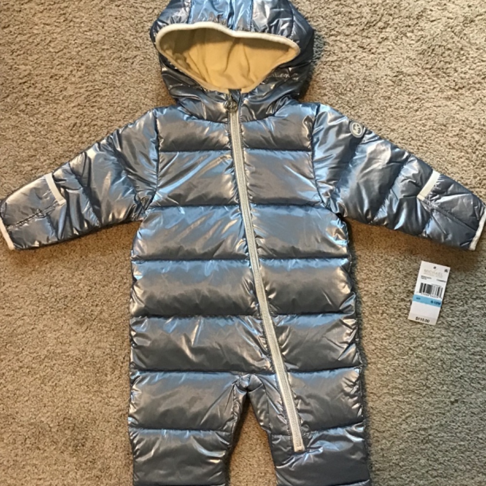 MICHAEL KORS Baby Girls Heavy Weight Front Zip Metallic Pram Jacket 6-12…